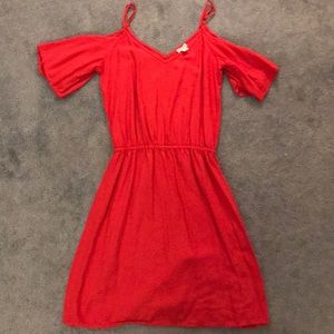 Red Off-The-Shoulder Midi Dress